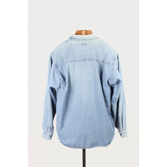 Vintage 90's JORDACHE Blue Cotton Denim Button Down Shirt, Size L - Picture 2 of 13